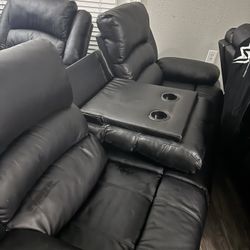 3 Piece Black Couches