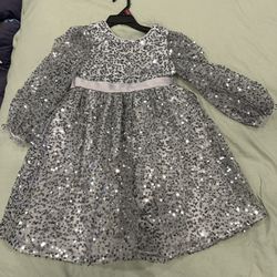 Girl Sequin Silver Dress Size 6