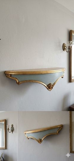 Ornate Gold and Sage Wall Shelf