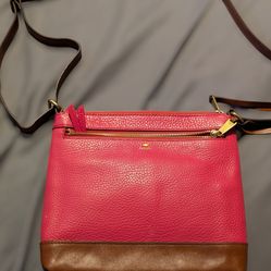 Fossil Pink Leather Crossbody Purse + Matching Wallet