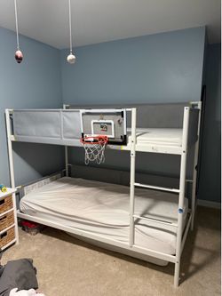 IKEA VITVAL Bunk bed frame, white/light gray, Twin