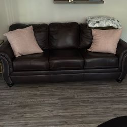 Ashley Queen Leather Sleeper Sofa 