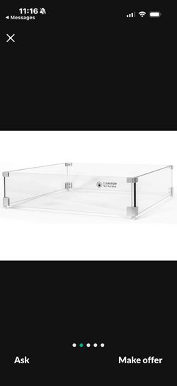 Barton 29.5" x 29.5" inch Outdoor Fire Pit Wind Guard Tempered Glass 8mm Thickness Square Wind Guard Fence Fire-Resistant Wind Screens#95173