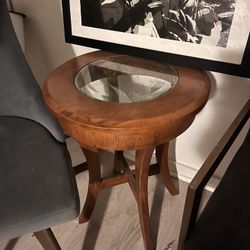 Wood Side Table With Glass Top