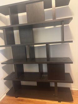 West Elm Dark Brown Wood Geometric Bookshelf