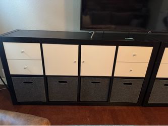 Fully Loaded IKEA KALLAX 8-Cube Storage Unit with Drawers, Doors & Baskets