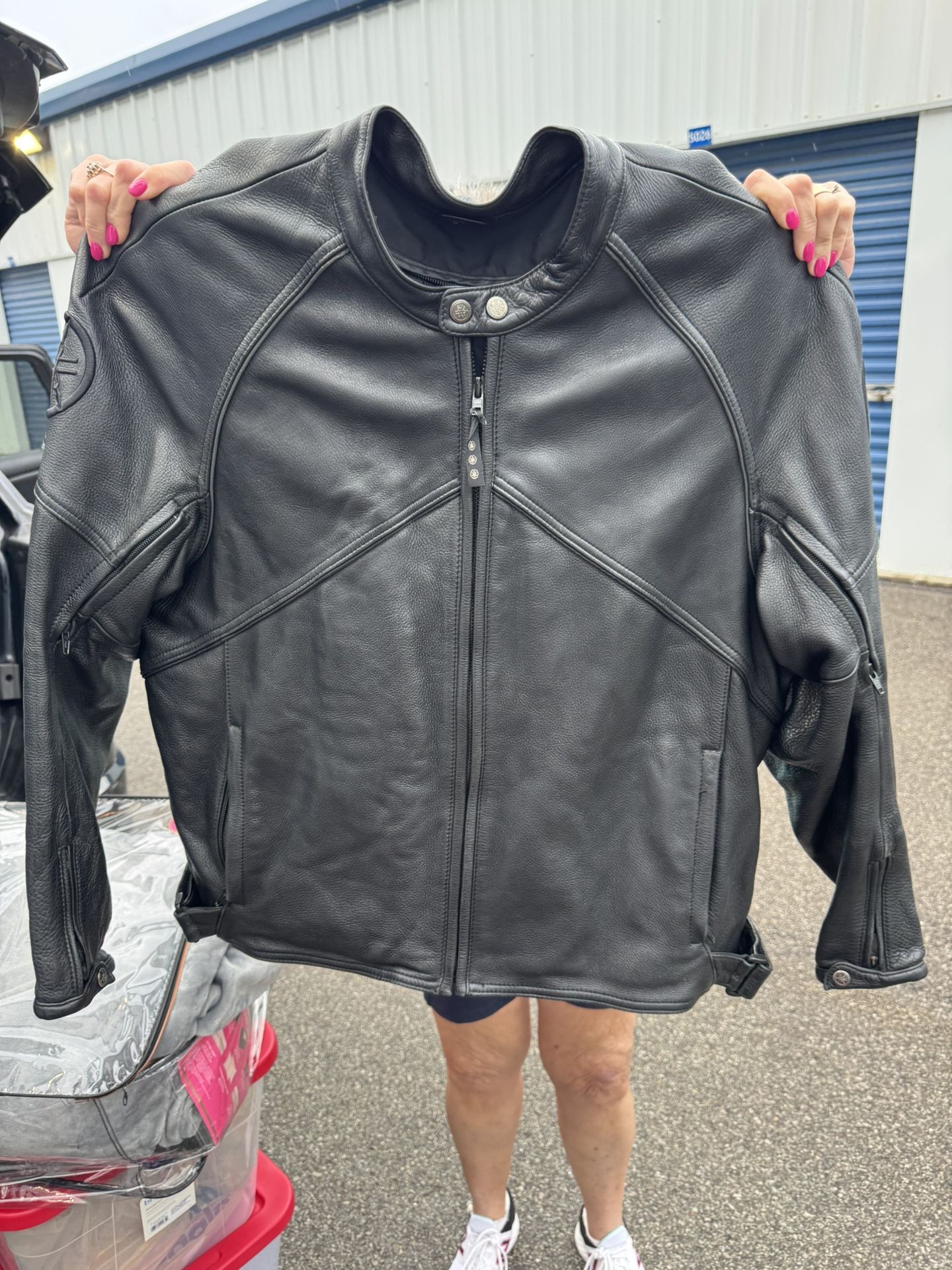 Vintage Yamaha Motorcycle Jacket Mens XXL Genuine Leather Full Zip Pockets