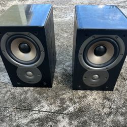POLK AUDIO TSi100 BOOKSHELF HOME THEATHER SURROUND SPEAKERS BLACK