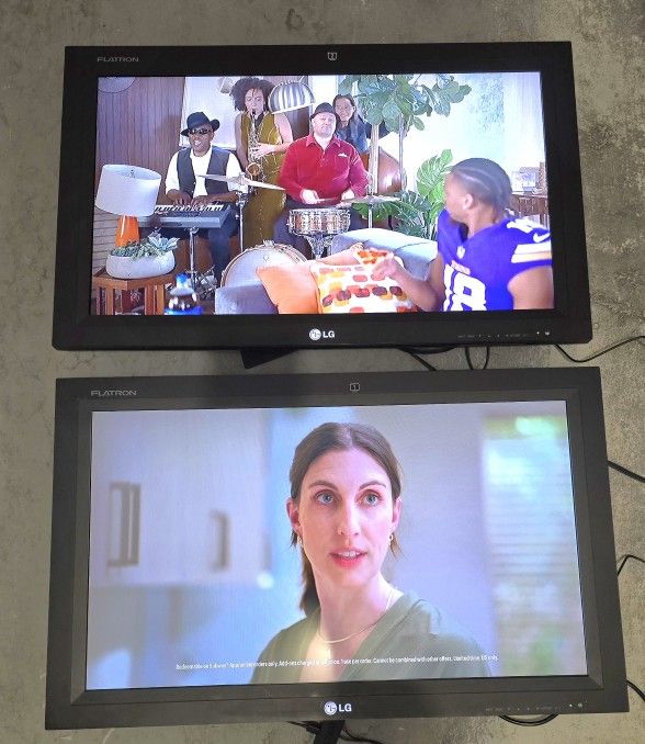 Qty. 2 - 32 Inch LG Flatron montiors. Model M3203CCBA. With LG Smart Remote.  Portrait Or Landscape Display
