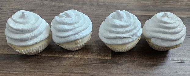 4 Fake Cupcakes, White - Can Add Hole For Displaying Cupcake Toppers, Wedding Decor, Staging