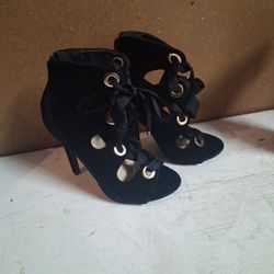 Black suede Stilettos 7.5