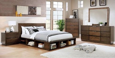 Brand New 4 Piece Walnut Bedroom Set with Extra Storage