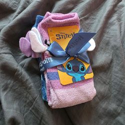 ​Disney Lilo & Stitch Cozy Fuzzy Socks 2-Pack Gift Set with 3D Plush Ears New