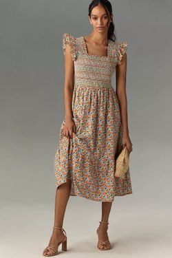 English Factory Sleeveless Square-Neck Embroidered Midi Dress small