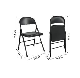 8 Black Folding Chairs And 8 Seat Cushions