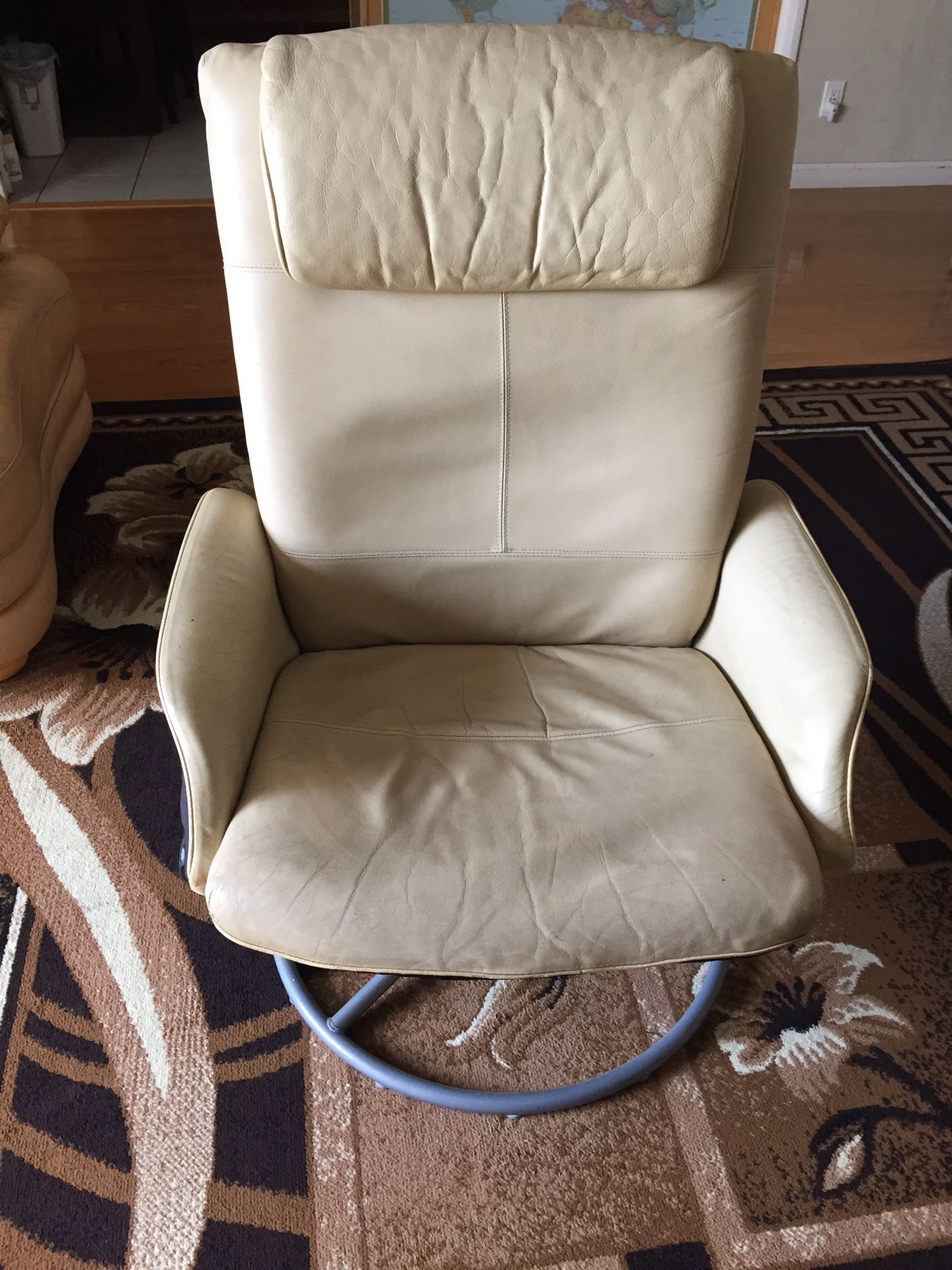 Ottoman leather swivel reclining IKEA chair