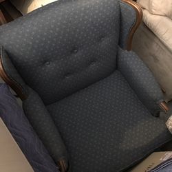 Solid Blue Wingback Chair