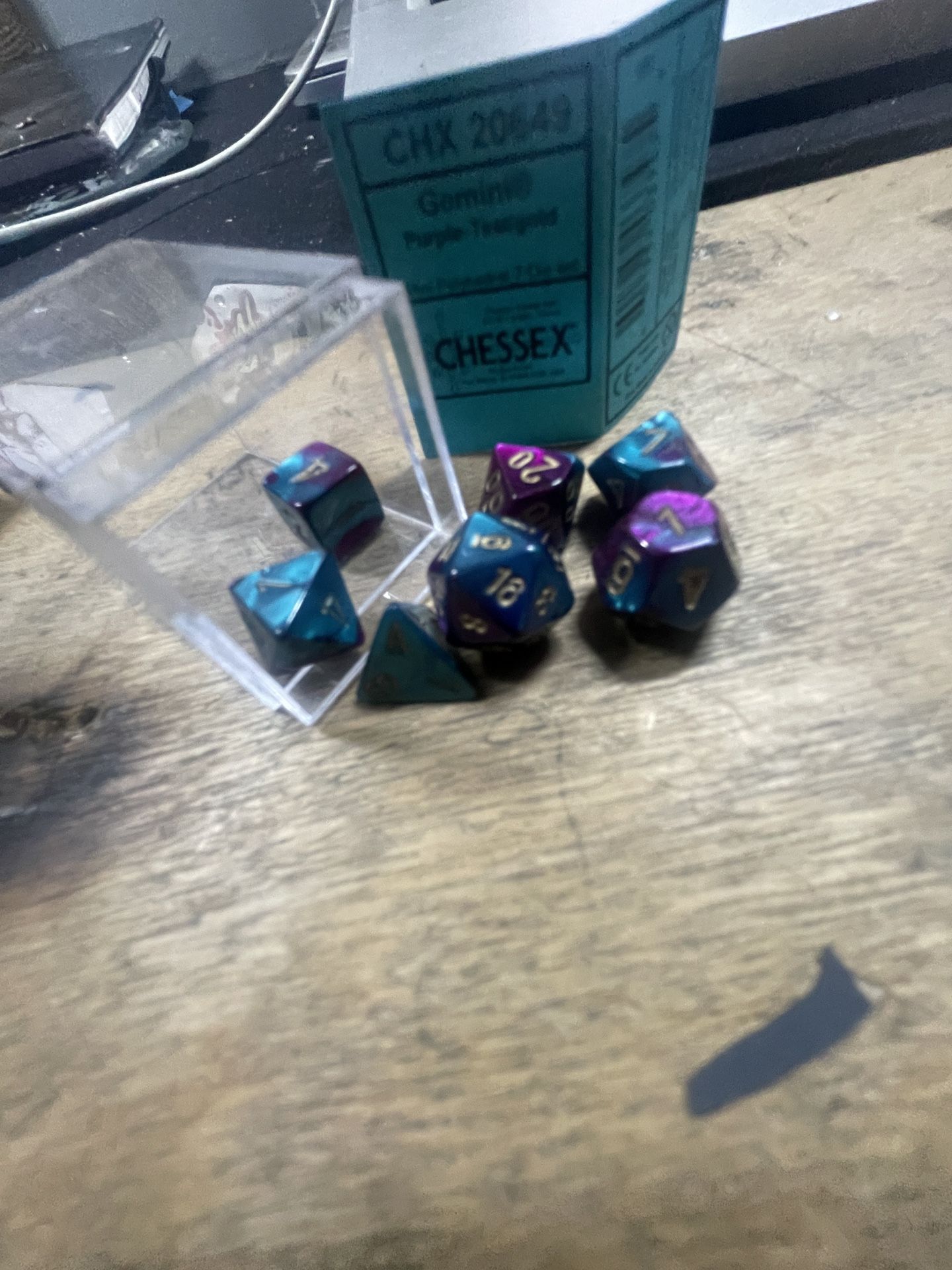 Chessex Gemini Purple-Teal-Gold Dice