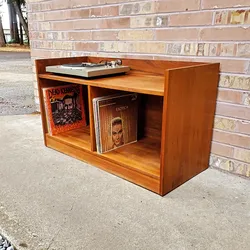 Mid Century Modern Teak Media Console Record Cabinet Vintage