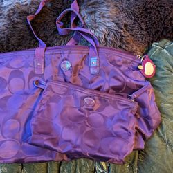 Coach - Purple Weekender Bag With Penguin Tag