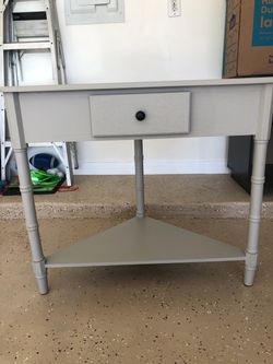 Gray Wood Side Table with Drawer