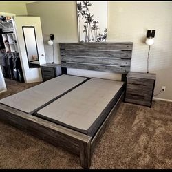 King Size Bed Frame With Two Nightstands 
