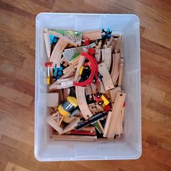 Box Of Wooden Trains And Tracks- Thomas 