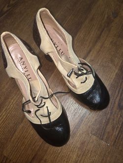 Anyi Lu Spectator Pumps Leather Lace Up Oxford Heels EU 38 US 7.5 Italy
