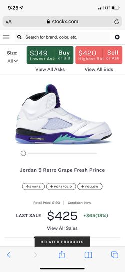 Jordan 5’s Fresh Prince Size 9
