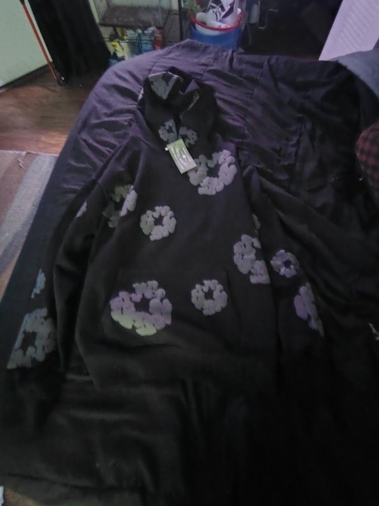 Black Denim tear Hoodie