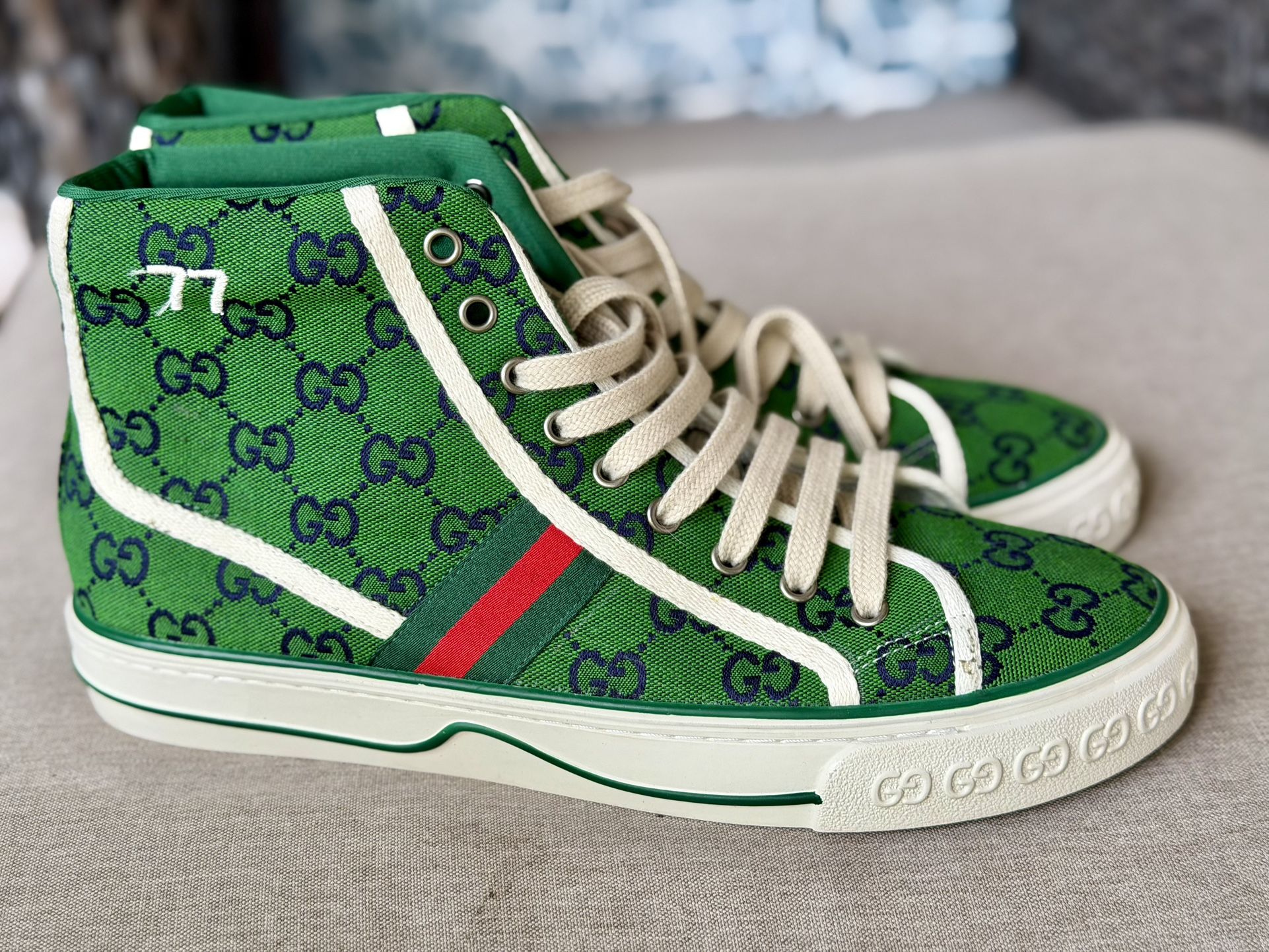 Gucci 1977 Green Tennis Hi Top Sneakers