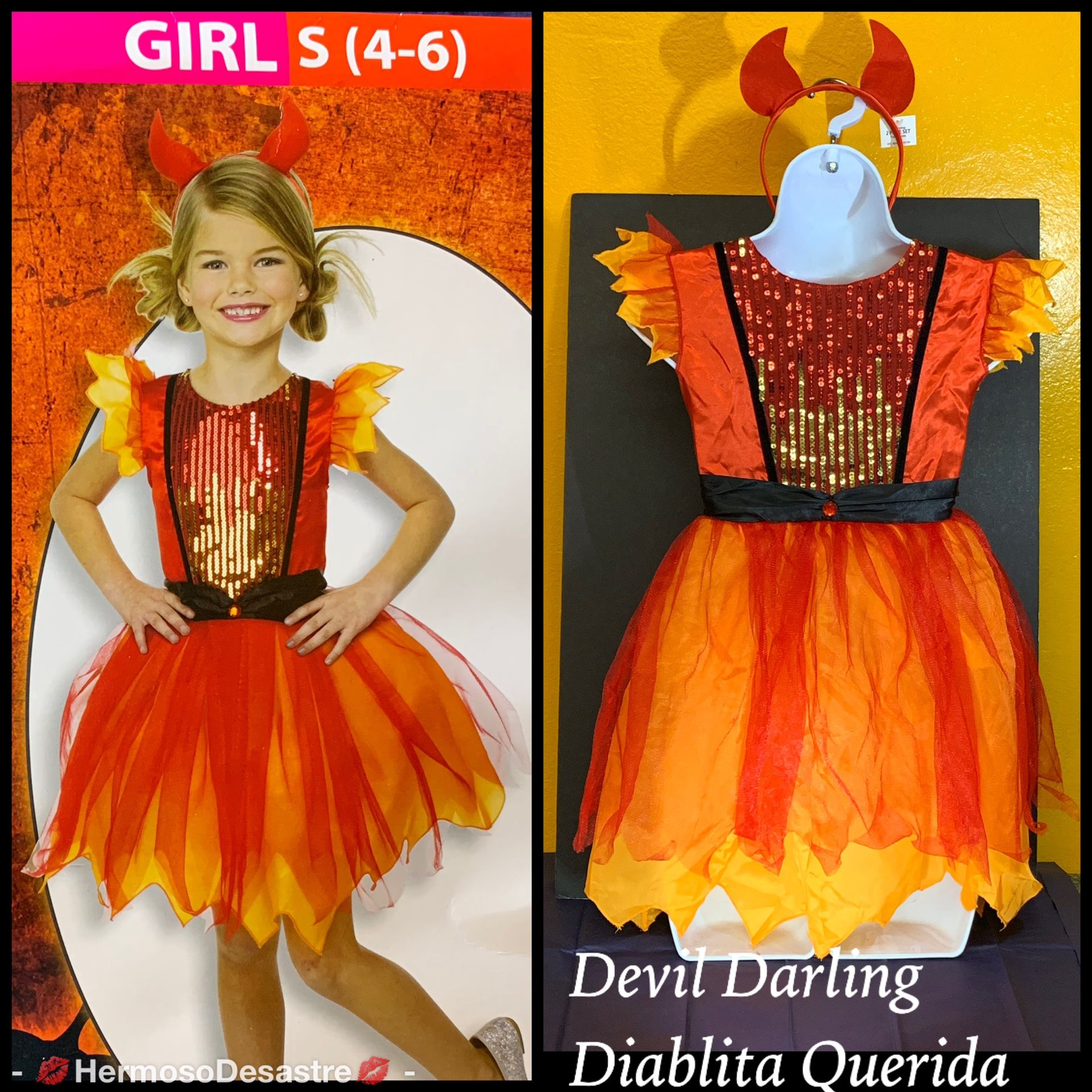 DEVIL DARLING GIRLS/DIABLITA QUERIDA COSTUME/DISFRAZ SM (4-6)