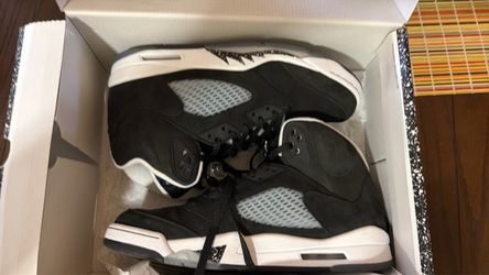 Size 13 Air Jordan 5 Retro Black White Sneakers