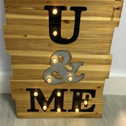 Wooden Light Up Sign You And Me (rustic wedding)