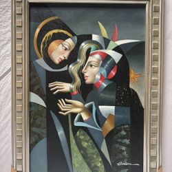 Hand-Painted Oil Painting Wooden Frame 43” x 31”