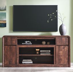 70 inch Mid-Century Modern Curved Silhouette TV Stand with Storage