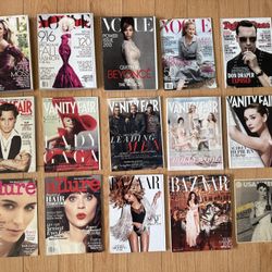 2010s Fashion Magazine Collection Vogue Vanity Fair Harpers Bazaar 2011 2012 2013 Beyonce Lady Gaga Audrey Hepburn Hollywood Books Collage Art