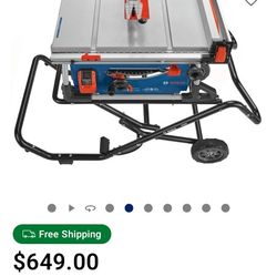 Bosch 10-in 15 -Amp 120 -Volt Portable Jobsite
Table Saw with Foldable Rolling Stand