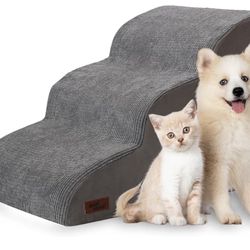 Aodisman 3-Step Dog Ramp and Stairs for Sofa and Chair - Non-Slip Sturdy Pet Steps for Small Dogs and Cats,15.7" H,Grey