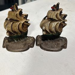 Pair Of Cast Iron Ship Bookends 