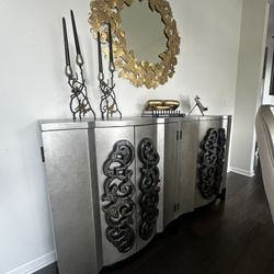 Silver Side Buffet & Gold Mirror 
