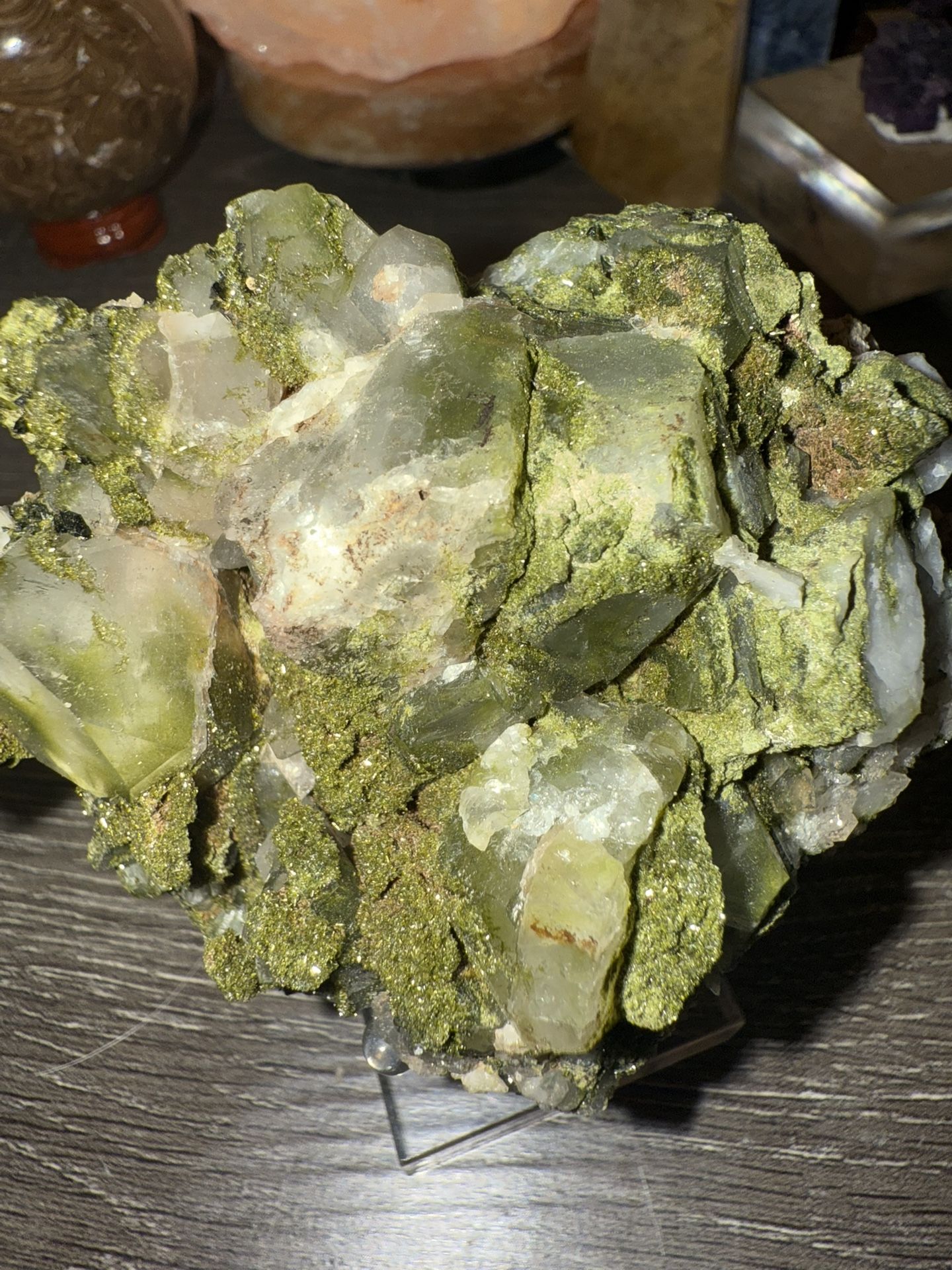✨ Epidote & Quartz Cluster – 224g – Beautiful Collectors Quality Formation