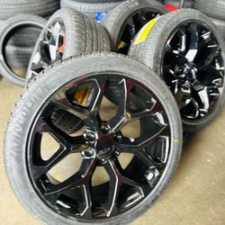 22” GLOSS BLACK RIMS W Tires 