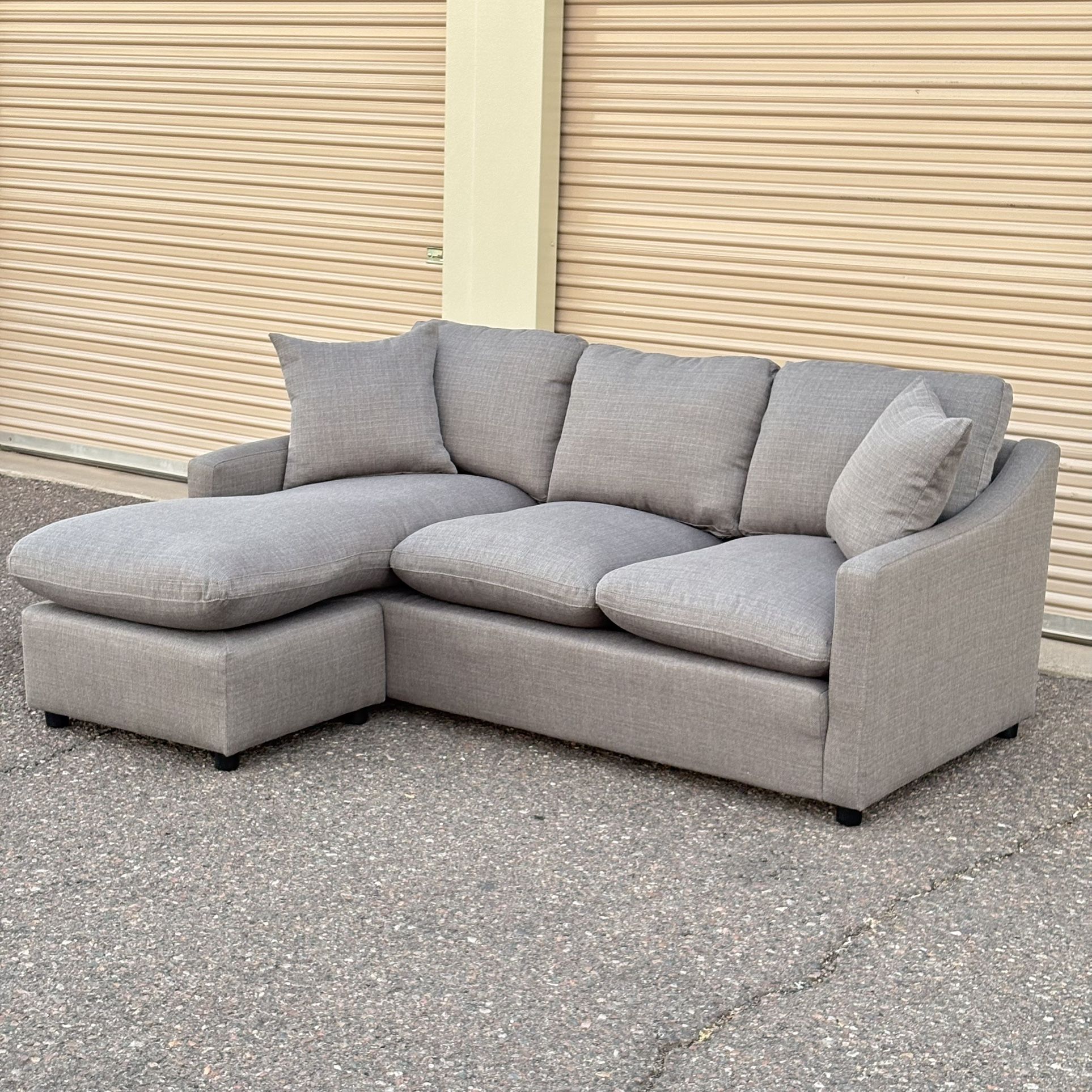 Living Spaces Grey Sofa W/ Reversible Chaise - Delivery 🚚