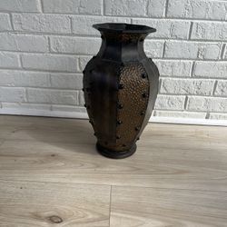 Rustic Hammered Metal Decorative Floor Vase 