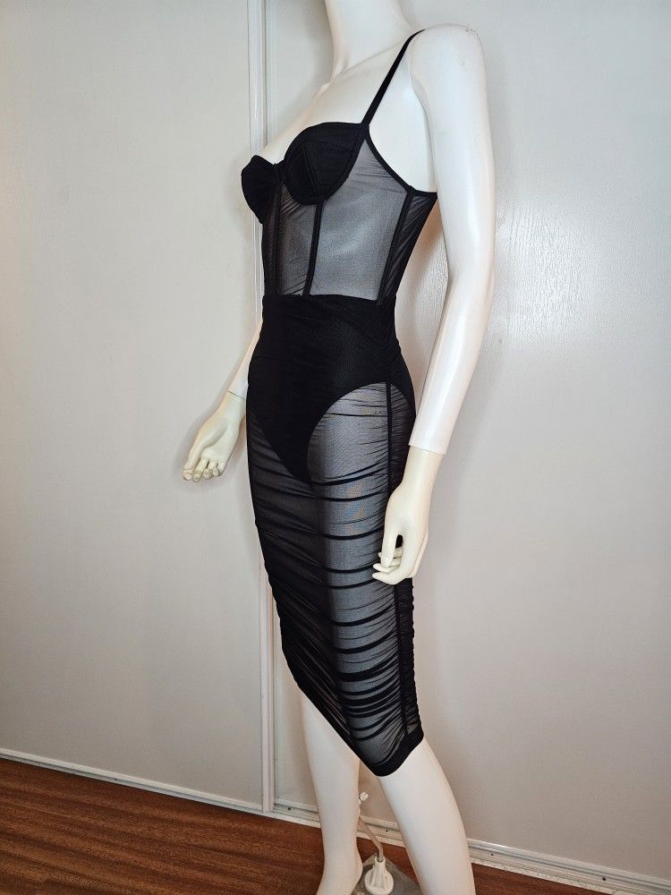 Blush LeBlanc Elegant Sexy Black Sheer Dress Size S