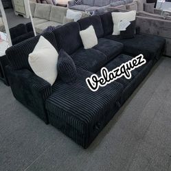 ✅️✅️3-Piece Black  color Convertible Sectional✅️✅️