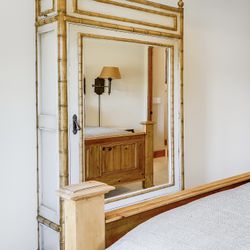 Vintage Armoire Wardrobe Faux Bamboo with Mirror 