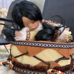 Baby American Indian Doll With Drum