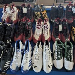 Athletic Shoes, Adidas, Nike, Under armour, For Baseball And Football Lot of 17